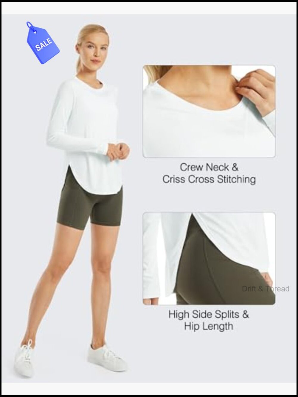 UPF 50+ Long Sleeve Sun Shirt Quick Dry Workout Top Lightweight - Picture 5 of 6